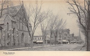 J55/ Ann Arbor Michigan Postcard c1910 State St Congregational Church 299