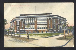 FORT WAYNE INDIANA JEFFERSON STREET SCHOOL BUILDING 1908 VINTAGE POSTCARD