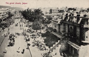 Great Chowk Jaipur India Old Postcard