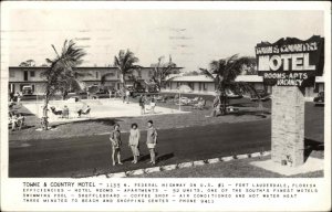 Fort Lauderdale Florida FL Towne & Country Motel Real Photo Vintage Postcard