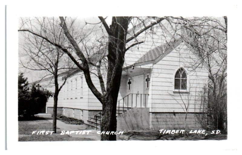 1969 RPPC First Baptist Church, Timber Lake, SD Real Photo Postcard 