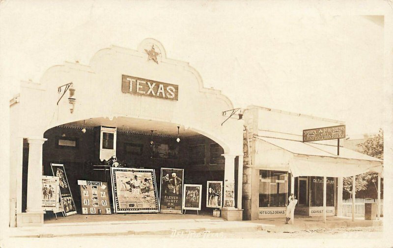Del Rio TX Texas Theater Movie Posters Candy Store Real Photo Postcard