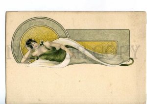 497585 ART NOUVEAU Nymph Fairy in Flower Calla Vintage postcard OPF