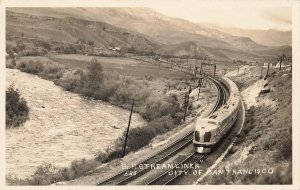 S. P, STREMLINER City of San Francisc Train. Real Photo Postcard