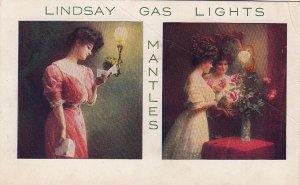Postcard Advertising Lindsay Gas Lights Mantles