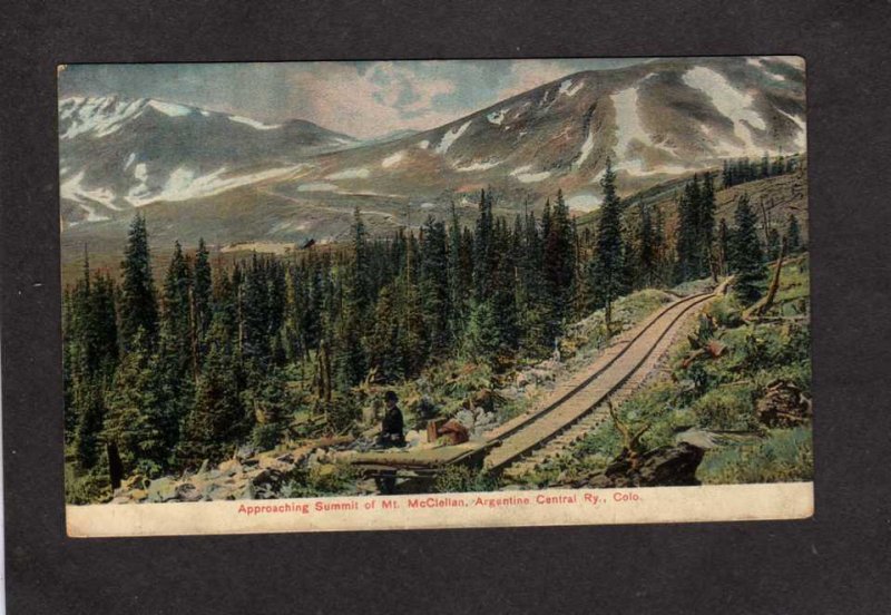 CO Summit of Mt McClellan Argentine Railroad Train Tracks Colorado Postcard