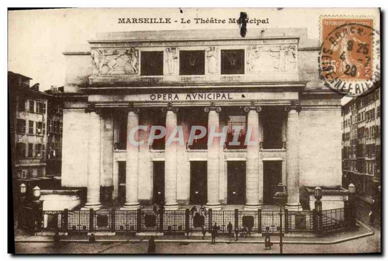 Old Postcard Marseille Municipal Theater