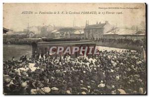Autun Old Postcard Funerals SE Cardinal Perraud February 15, 1906 (wagon train)
