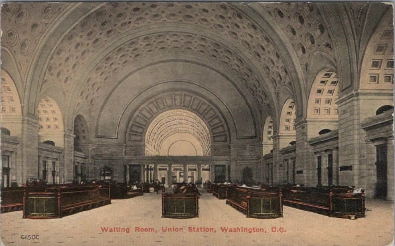 Postcard Waiting Room Railroad Union Station Washington DC