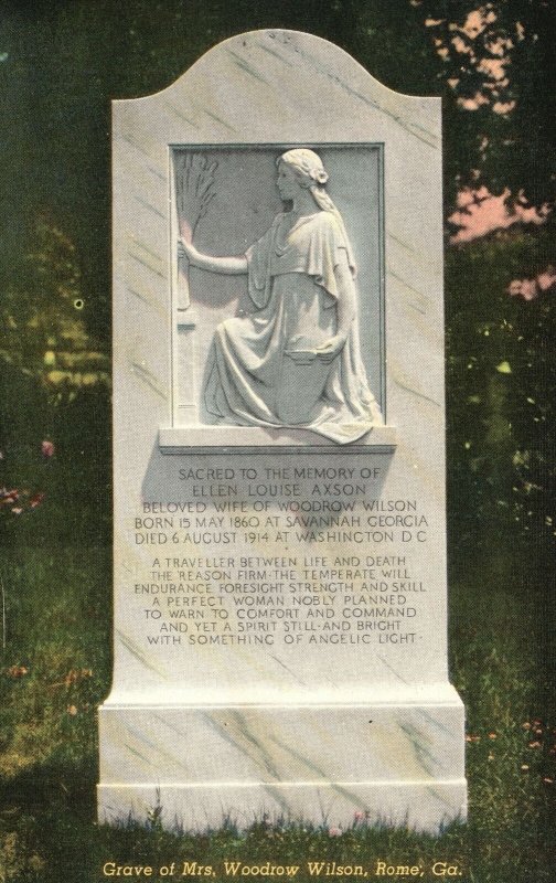 Vintage Postcard 1945 Sacred Memorial Grave Of Mrs. Woodrow Wilson Rome Georgia