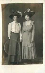 1911 Shelton Buffalo Nebraska Big Hat Women Feathers Watch Fob RPPC Real Photo