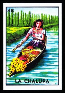 The Boat -La Chalupa Mexican Loteria Xochimilco Canal Art Postcard