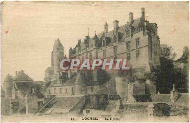 Postcard Old Castle Loches (TOILEE map)