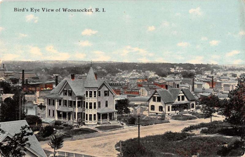 Woonsocket Rhode Island birds eye view of area antique pc Z12442