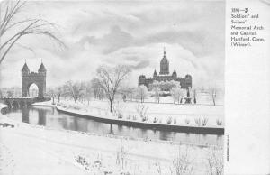 Hartford Connecticut~Soldiers & Sailers Memorial Arch~Capitol~Winter Scene~c1905