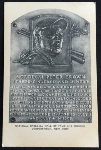 Unused Postcard Mordecai Peter Brown National Baseball Hall of Fame NY LB