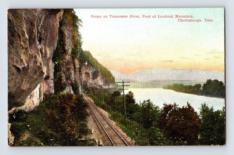 Postcard Tennessee Chattanooga TN Lookout Mountain River Railroad Train 1910s