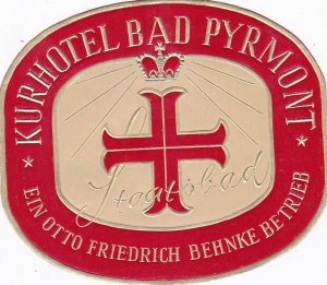 Germany Bad Pyrmont Kurhotel Vintage Luggage Label sk2019