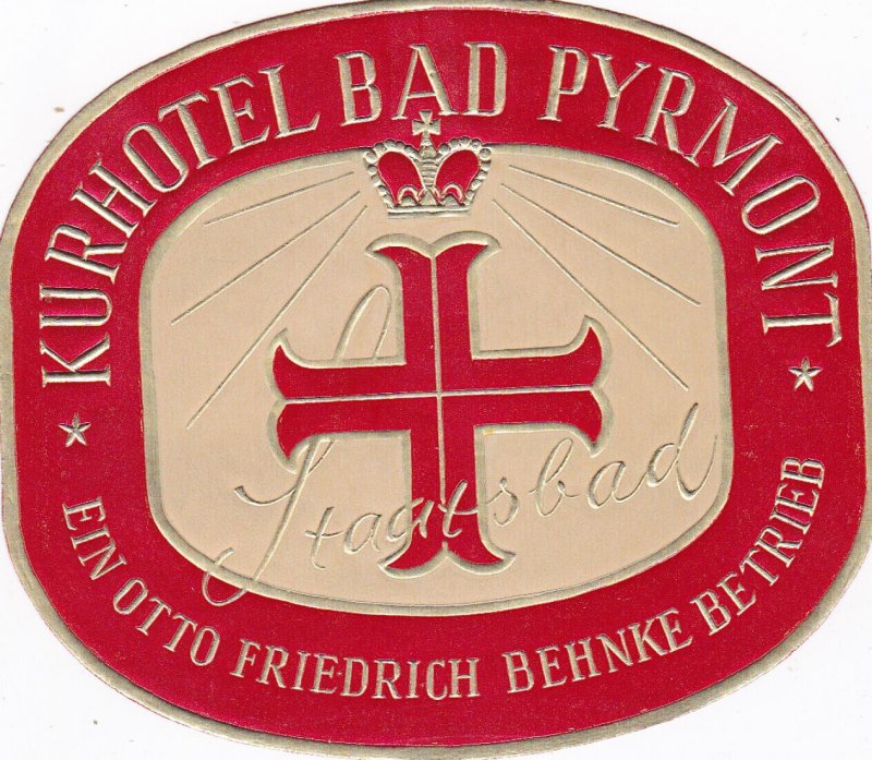 Germany Bad Pyrmont Kurhotel Vintage Luggage Label sk2019