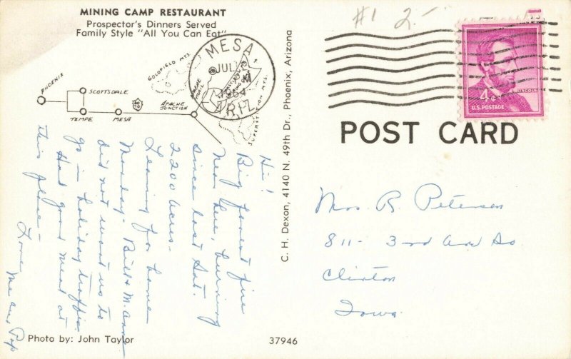 Postcard Mining Camp Restaurant Phoenix Arizona 