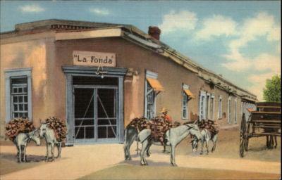 Santa Fe NM Donkeys Carrying Fire Wood Street Scene Postcard