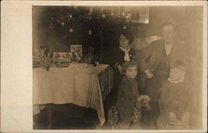 Christmas Family Decorated Tree Kids Toys c1910 German Real Photo Postcard