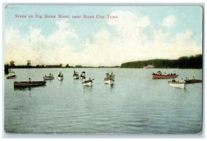 c1910 Scene Big Sioux River Canoe Boat Sioux City Iowa Vintage Antique Postcard