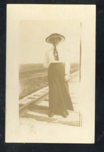 RPPC ROCKVILLE MISSOURI PRETTY WOMAN FROM SOUTH AFRICA REAL PHOTO POSTCARD