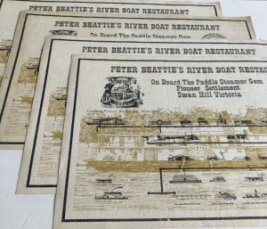 Set 4 Peter Beattie's River Boat Restaurant placemats Swan Hill Victoria