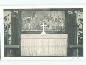 Pre-1940's rppc RELIGIOUS - JESUS CHRIST SCENE & CROSS AT CHURCH o2399