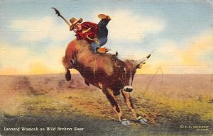 Leonard Womach on Wild Brahma Steer Cowboy 1942 Missing Stamp 