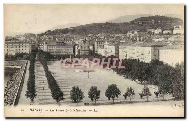 Old Postcard Bastia Place Saint Nicolas