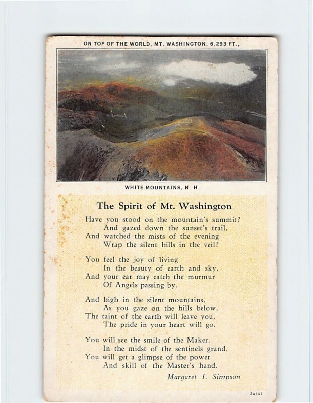 Postcard On Top Of The World, Mt. Washington, White Mountains, New Hampshire