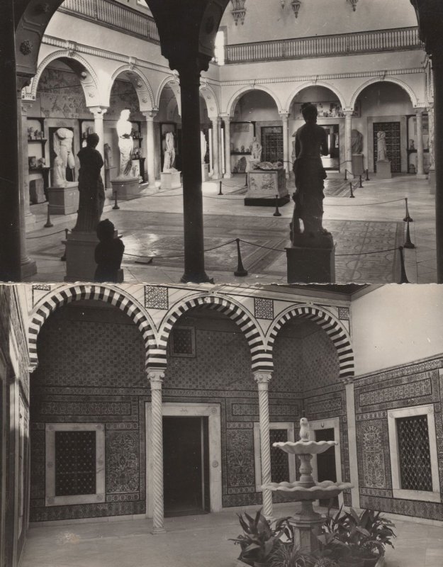 Tunis Le Musee du Bardo Alaoui Petit Patio 2x RPC Postcard s