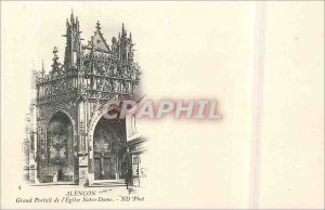 Old Postcard Alencon Grand Portal of the Church of Our Lady (map 1900)