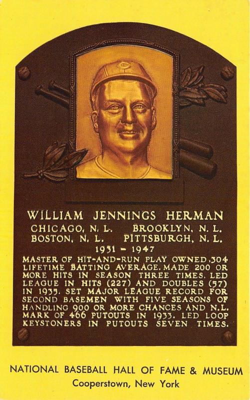 Cooperstown New York~National Baseball Hall of Fame~William Jennings Herman~1975