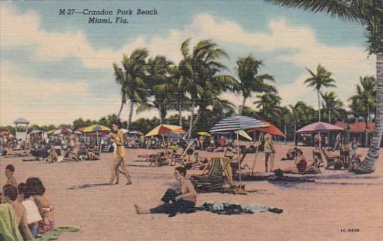 Florida Miami Crandon Park Beach Scene Curteich