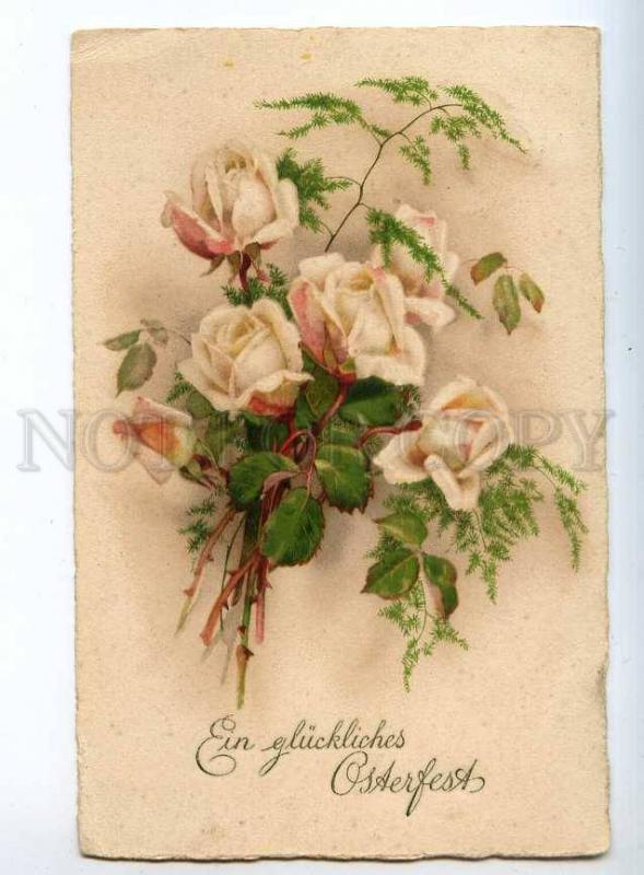 240500 EASTER White ROSES Bouquet Flower KLEIN Vintage PC