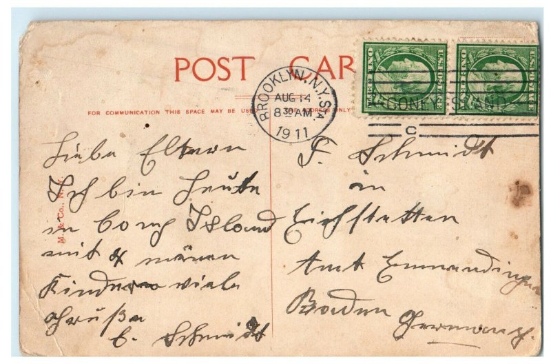 1911 The Tickler, Luna Park, Coney Island NY Posted Antique Postcard