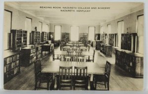 Kentucky Nazareth Reading Room of College and Academy Interior View Postcard S2