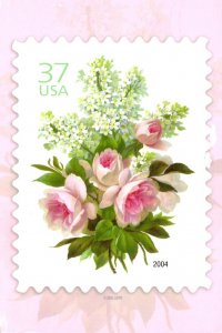 Stamps On Postcards Flowers