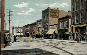 Eau Claire Wisconsin WI Corner Grand Ave Street Scene c1910 Vintage Postcard