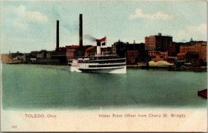 Postcard Water Front, West from Cherry Street Bridge in Toledo, Ohio