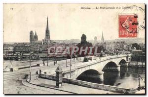 Old Postcard Rouen Le Pont Corneille and the Cathedral