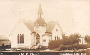 Republican City Nebraska ME Church Real Photo Vintage Postcard AA69790