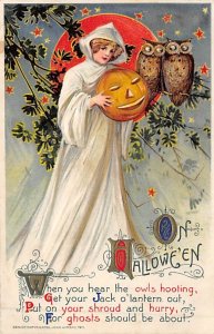 On Halloween, Owls, Pumpkin On Halloween, Owls, Pumpkin, Artist Samuel Schmuc...