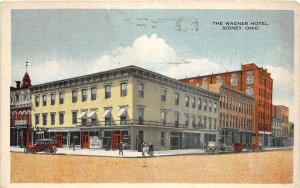 J24/ Sidney Ohio Postcard c1920 The Wagner Hotel Building 87