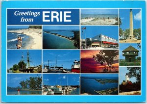 VINTAGE POSTCARD CONTINENTAL SIZE (13) MINI-SCENES FROM ERIE PENNSYLVANIA 1989