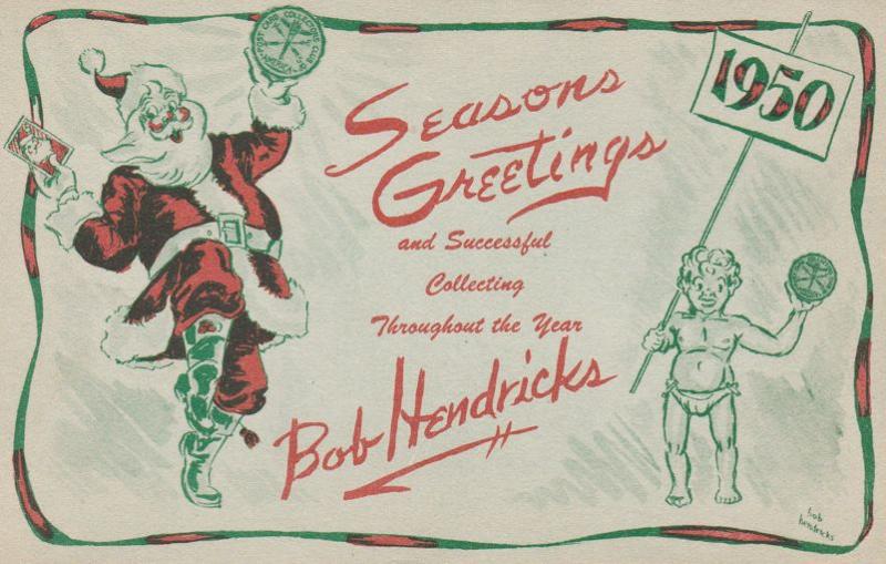 1950 Seasons Greetings - Santa Claus - Bob Hendricks - Post Card Collecting