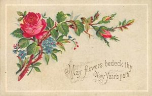 Approx. Size: 2.25 x 3.5 May flowers bedeck by New Year's path.  Late 1800's ...